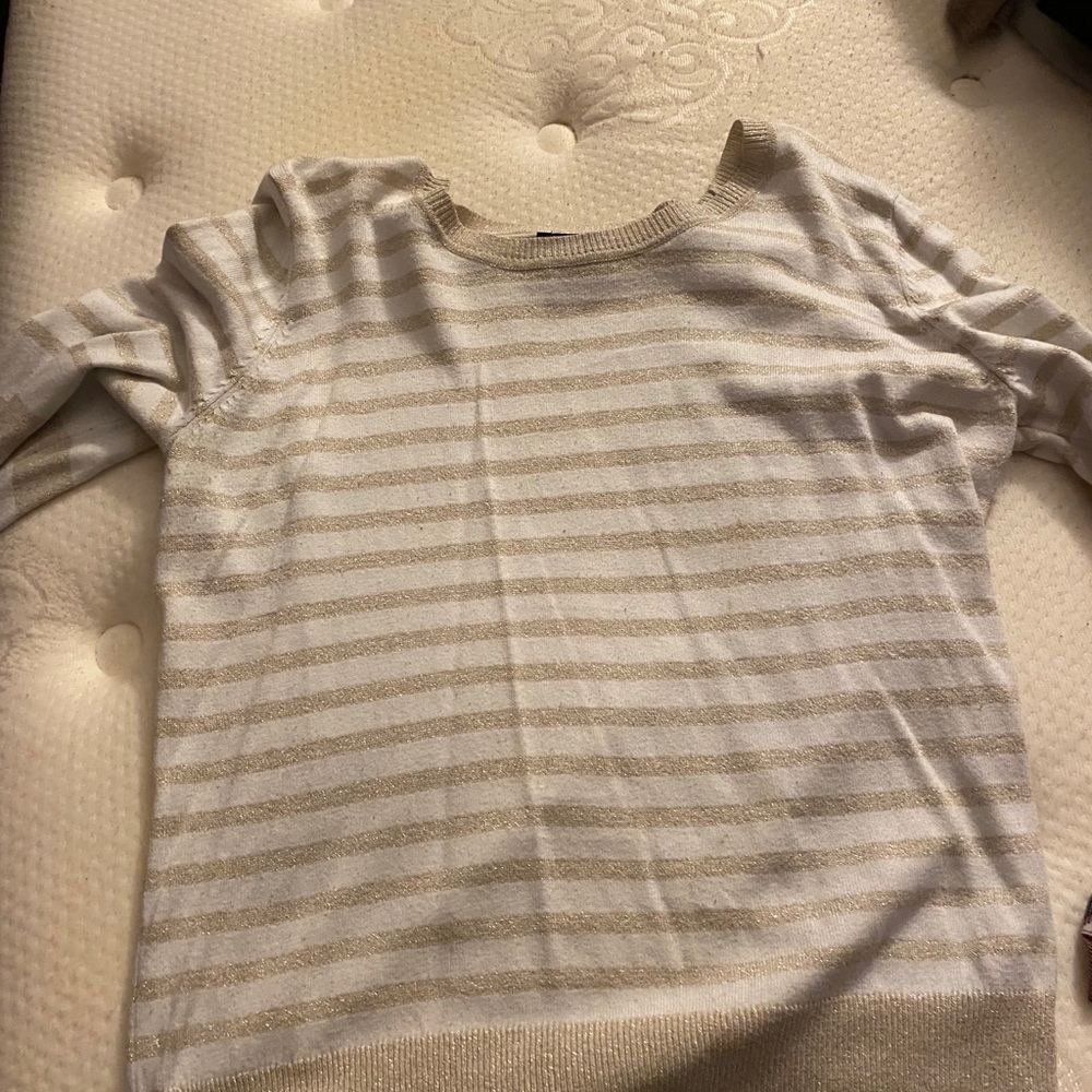 White and Tan Glitter Long Sleeve
